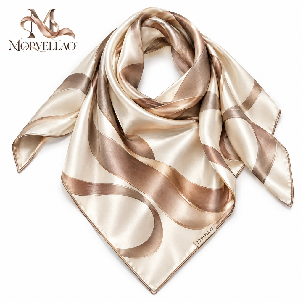 Morvellao™ Champagne Flow Printed Scarf — white background
