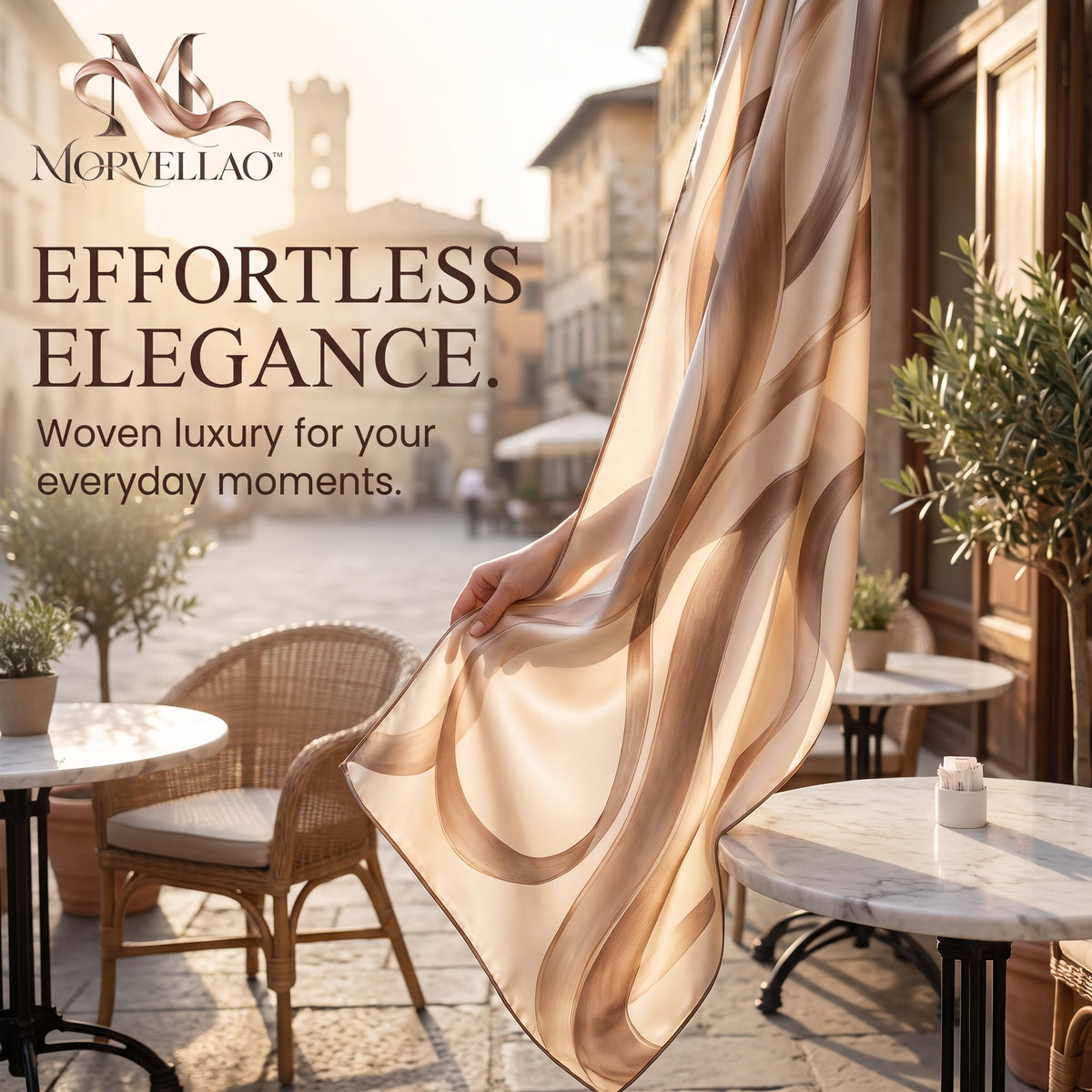 Morvellao™ Champagne Flow Printed Scarf — product view 4