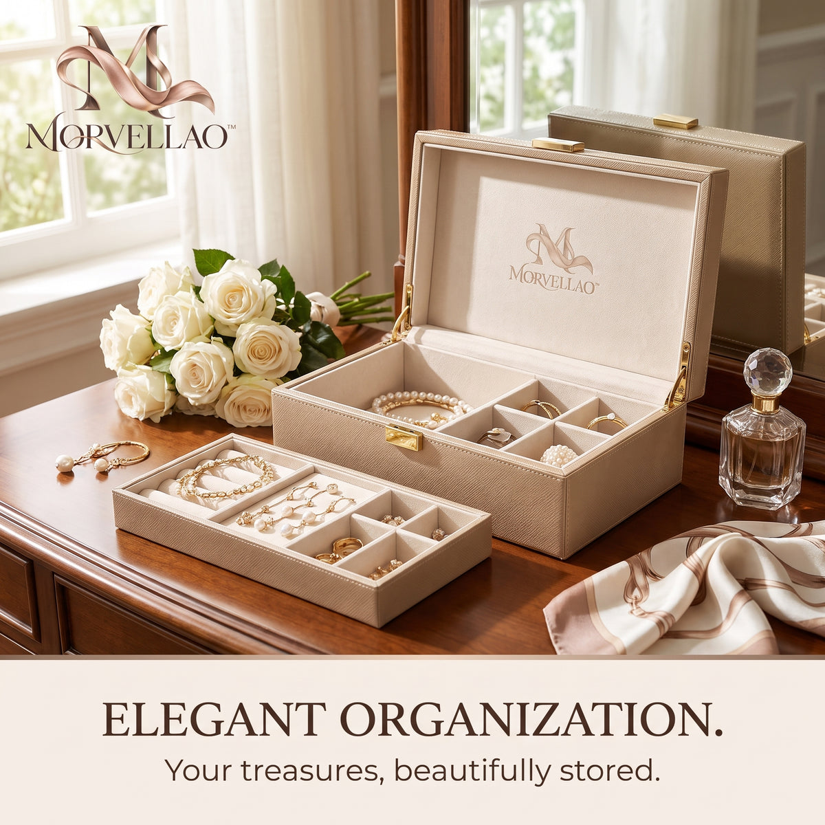 Morvellao™ Vanity Edit Two-Tier Jewelry Box — product view 4