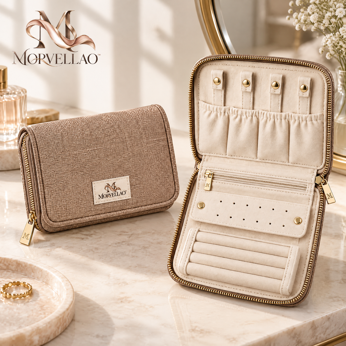 Morvellao™ Away Edit Zipped Jewelry Pouch — product view 2