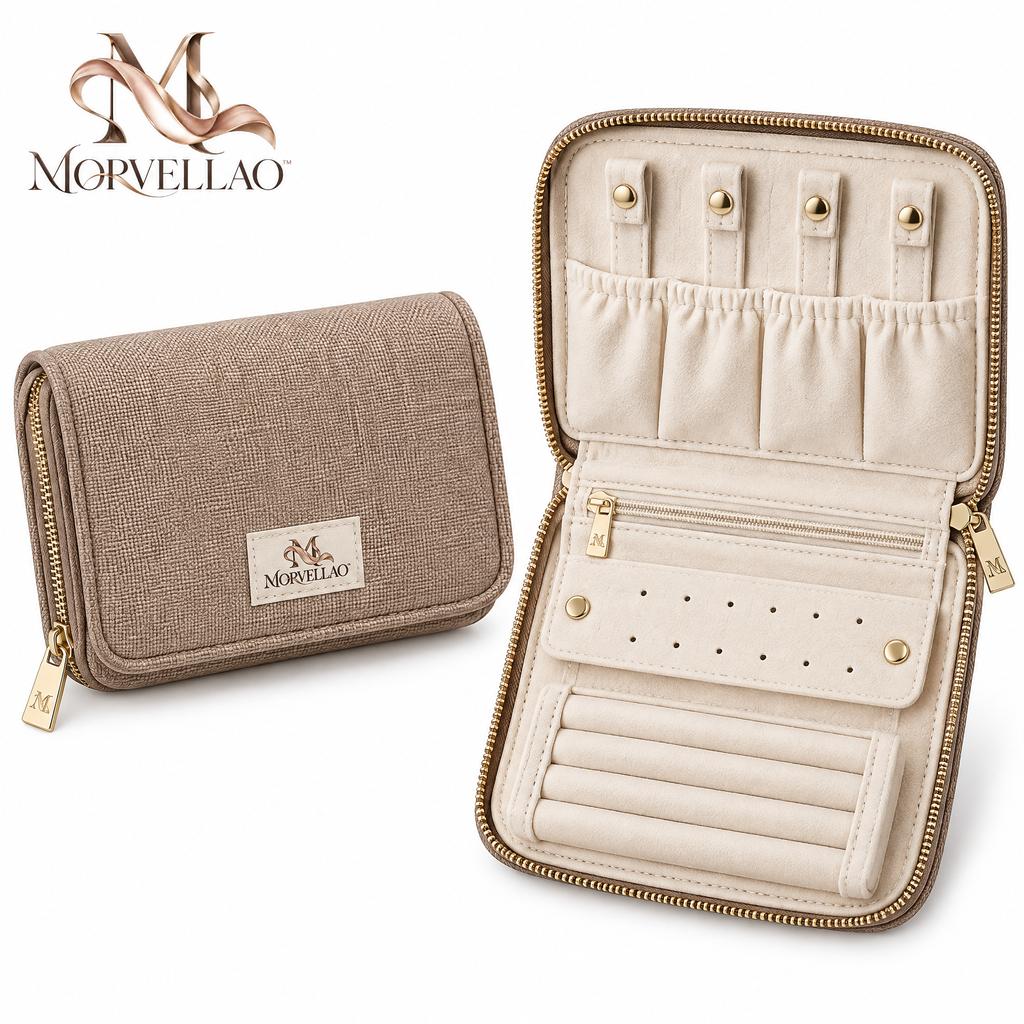 Morvellao™ Away Edit Zipped Jewelry Pouch — white background
