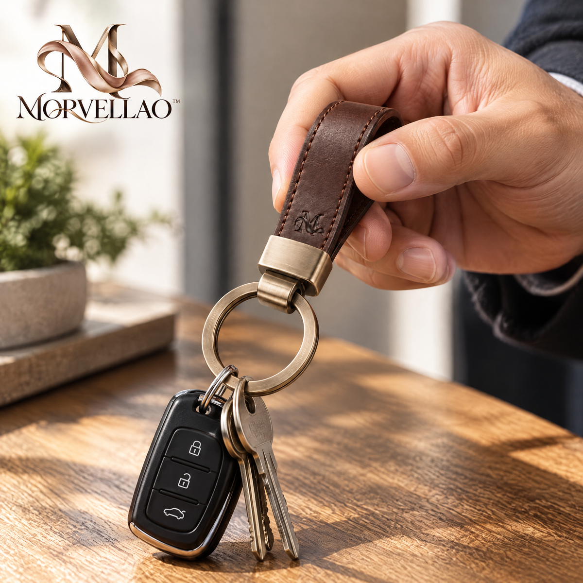 Morvellao™ Anchor Loop Brown Keychain — product view 5