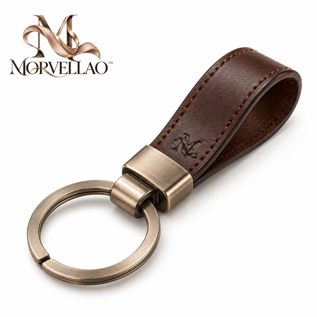 Morvellao™ Anchor Loop Brown Keychain — white background