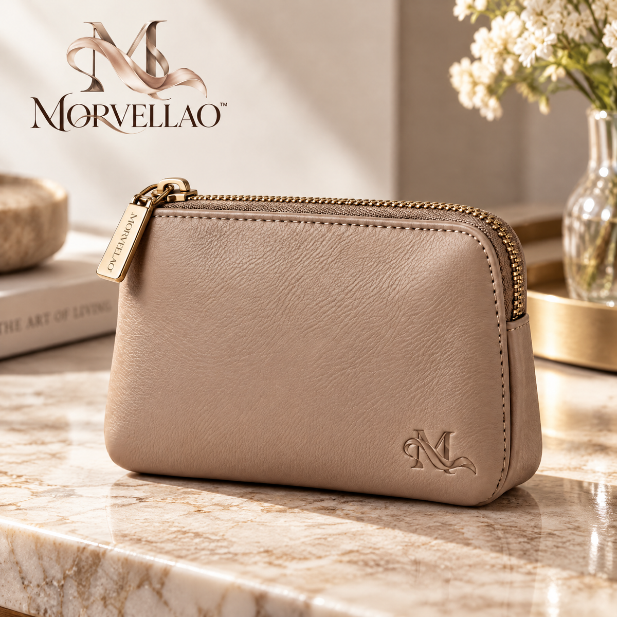 Morvellao™ Little Edit Taupe Zip Coin Purse — product view 4
