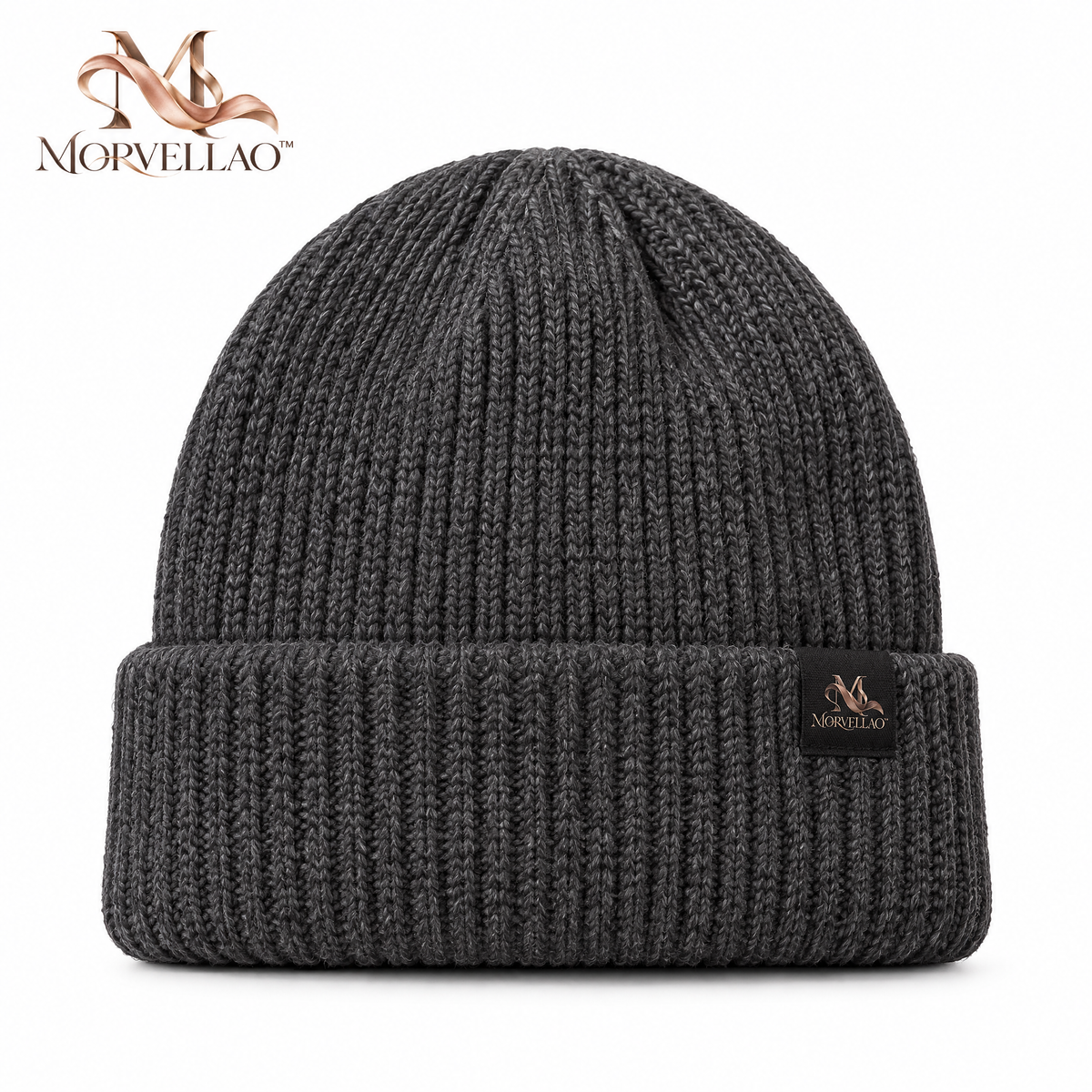 Morvellao™ Cold-Day Rib-Knit Beanie — white background