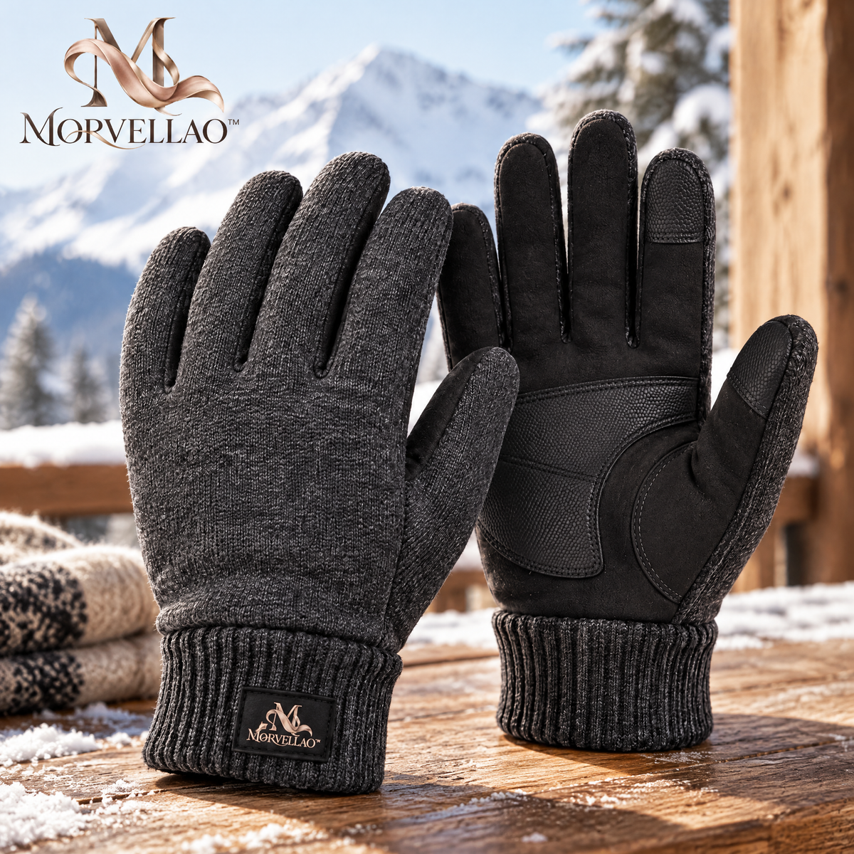 Morvellao™ City Warm Touchscreen Knit Gloves — product view 2