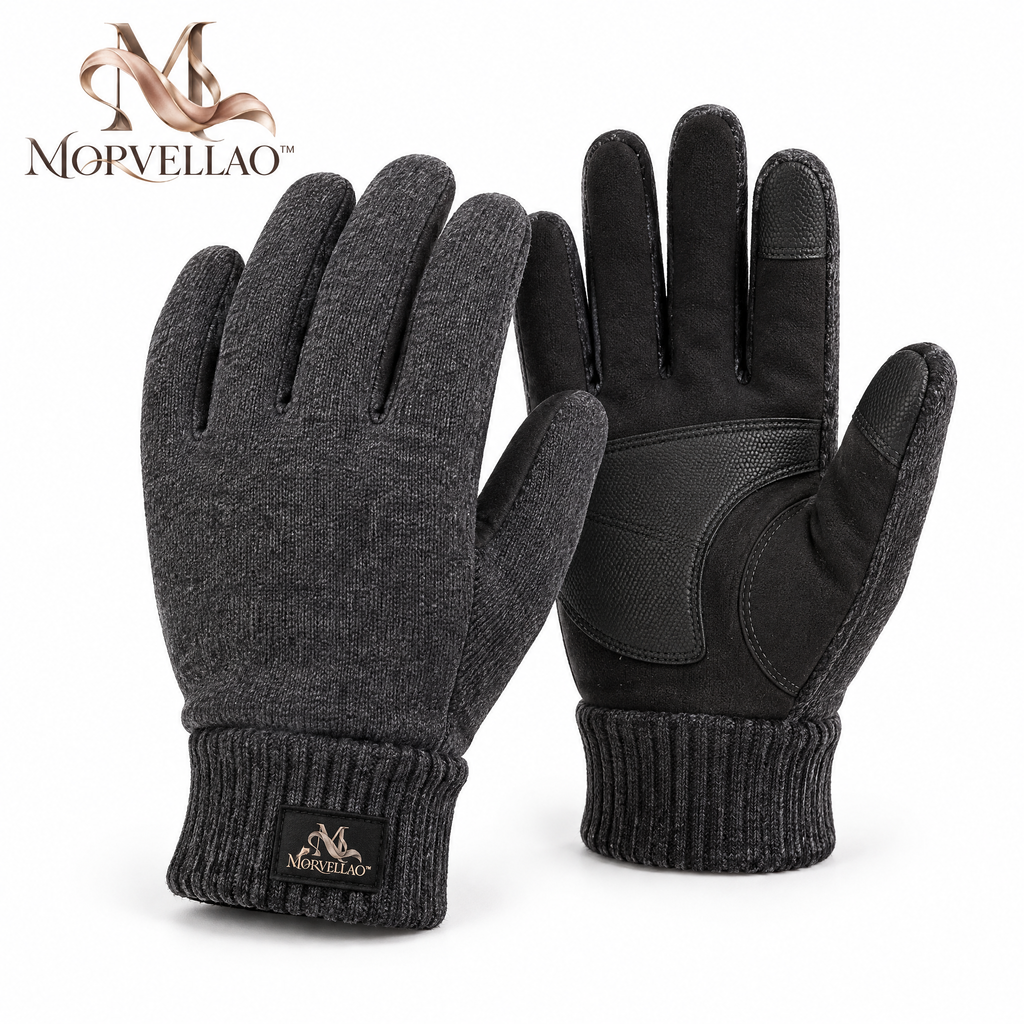 Morvellao™ City Warm Touchscreen Knit Gloves — white background